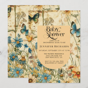 Boho Vintag Wildblume Baby Dusche Einladung