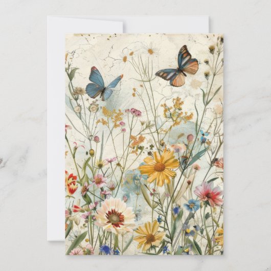 Boho Vintag Wildblume Baby Dusche Einladung (Rückseite)