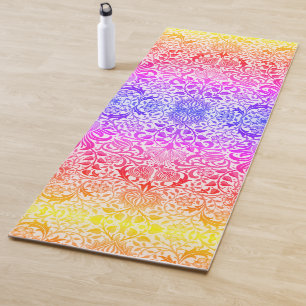Boho Vintag William Morris Patterns Rainbow Yogamatte