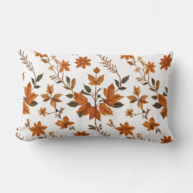 Boho Vintag Winter Herbstleaves Muster Pilze Lendenkissen (Vorderseite)