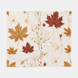 Boho Vintage Ahornblätter Winter Blumenmuster Fleecedecke