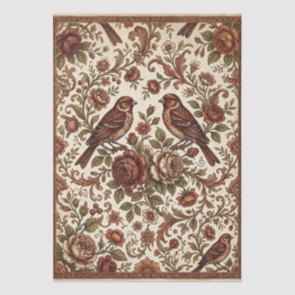 Boho Vintage Birds & Florals Seidenpapier