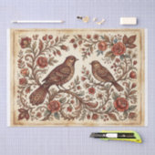 Boho Vintage Birds & Florals Seidenpapier (Handwerk)