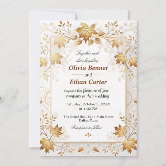 Boho Vintage Blätter Rustikaler Fall Einladung (Vorderseite)