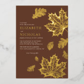 Boho Vintage Blätter Rustikaler Fall Folieneinladung (Vorderseite)