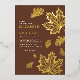 Boho Vintage Blätter Rustikaler Fall Folieneinladung