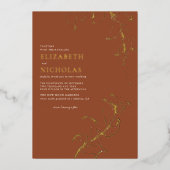 Boho Vintage Blätter Rustikaler Fall Folieneinladung (Vorderseite)