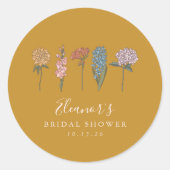 Boho Vintage Blume Gelbes benutzerdefiniertes Brau Runder Aufkleber (Vorderseite)