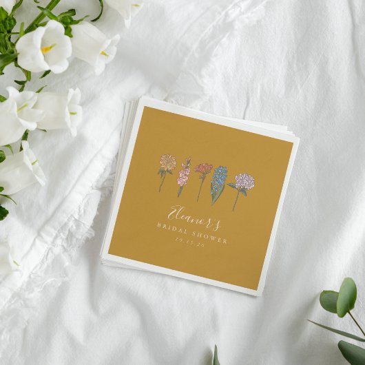 Boho Vintage Blume Gelbes benutzerdefiniertes Brau Serviette