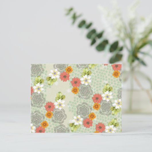 Boho Vintage Blume Postkarte (Stehend Vorderseite)