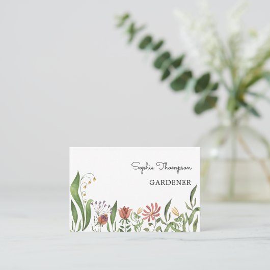 Boho Vintage Blume Visitenkarte (Stehend Vorderseite)