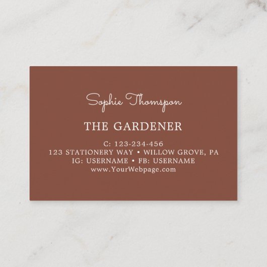 Boho Vintage Blume Visitenkarte (Rückseite)