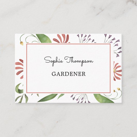 Boho Vintage Blume Visitenkarte (Vorderseite)