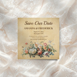 Boho Vintage-Blumenarrangement altes Papier Save The Date
