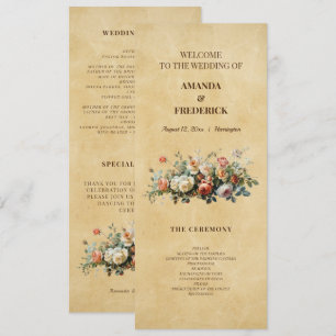Boho-vintage-Blumenarrangement Hochzeitsprogramm  Einladung