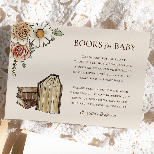 Boho Vintage Blumendusche Bücher für Baby Begleitkarte