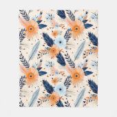 Boho Vintage Blumenfeder Muster Fleecedecke (Vorderseite)