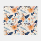Boho Vintage Blumenfeder Muster Fleecedecke (Vorderseite (Horizontal))