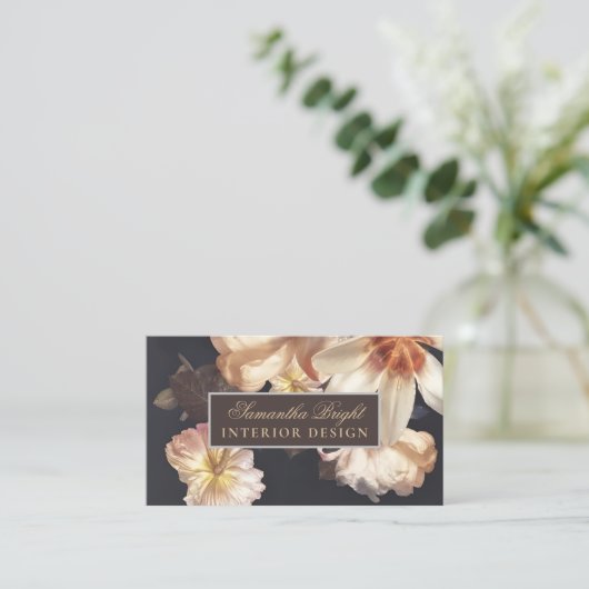 Boho Vintage Blumenkarte Business Card Visitenkarte (Stehend Vorderseite)