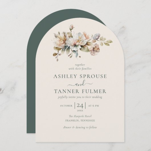 Boho Vintage Botanische Botanische Hochzeit Einladung (Vorne/Hinten)