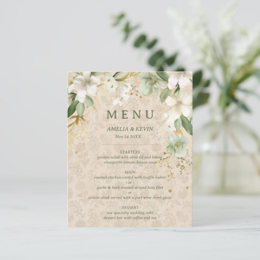 Boho Vintage Botanische Hochzeitskarte (Stehend Vorderseite)