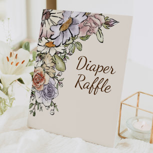 Boho Vintage Floral Babyparty-Windel-Raffle Sockelschild