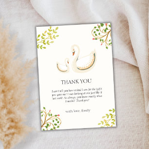 Boho Vintage Floral Greenery Schwan Baby Shower Dankeskarte