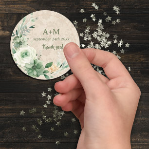 Boho Vintage Florale Botanische Hochzeit Runder Aufkleber