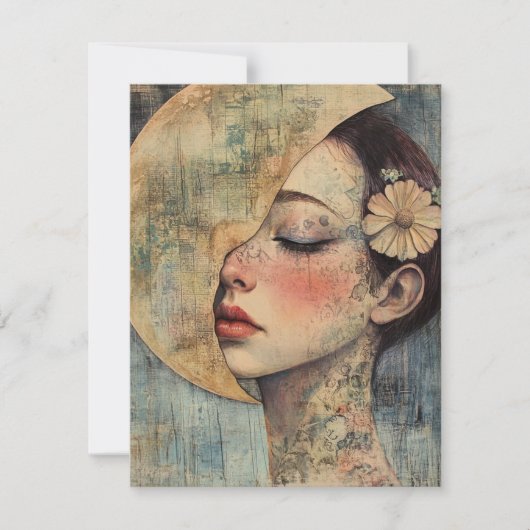 Boho Vintage Frau und Halbmond (Vorderseite)