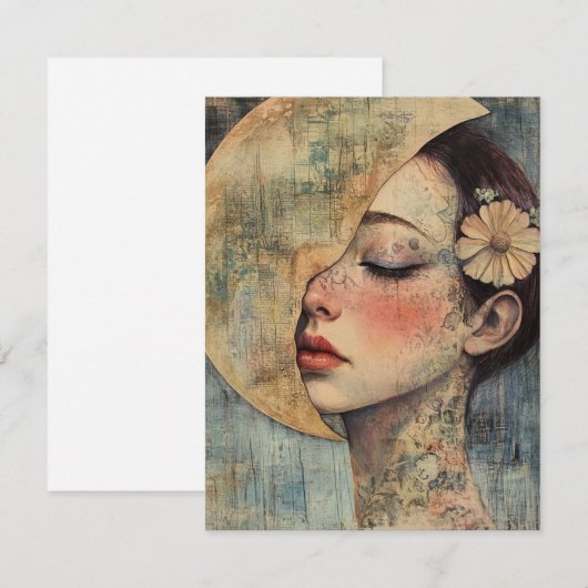 Boho Vintage Frau und Halbmond (Vorne/Hinten)