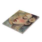 Boho Vintage Frau und Halbmond Fliese (Seite)