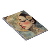 Boho Vintage Frau und Halbmond Notizblock (Rechte Seite)
