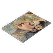 Boho Vintage Frau und Halbmond Notizblock (Linke Seite)