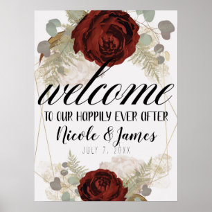 Boho Vintage Glam Botanisch Floral Willkommen Hoch Poster