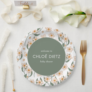 Boho Vintage Groovy Babyparty Pappteller