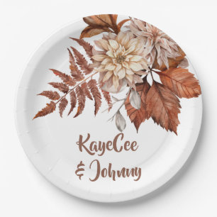 Boho Vintage Herbst Terrakotta Blumen Hochzeit Pappteller
