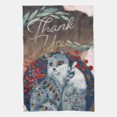 Boho Vintage Katze Danke Koch Geschirrtuch (Vertikal)