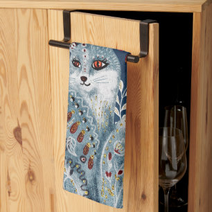 Boho Vintage Katze Danke Koch Geschirrtuch