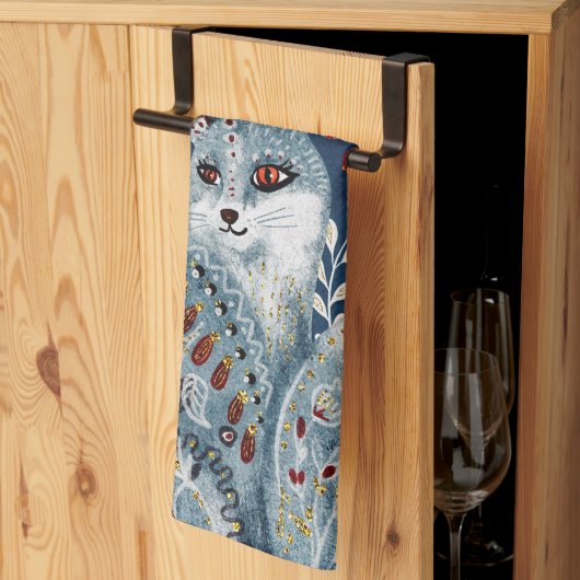 Boho Vintage Katze Danke Koch Geschirrtuch (Drittel gefaltet)