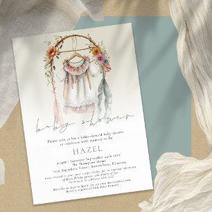 Boho Vintage-Kleidungsskript Bohemian-Baby-Party Einladung