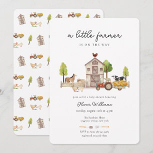 Boho Vintage Kleiner Traktor Bauer Baby-Party Einladung