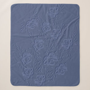 Boho Vintage künstlerische blaue Blumen Sherpadecke