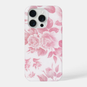 Boho Vintage Landhausstil weiße rosa Rosen floral iPhone 15 Pro Hülle