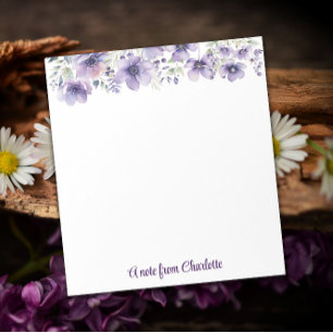Boho Vintage Lavendel Wildblumen Aquarell Weiß Notizblock