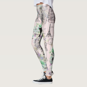 Boho Vintage Maneque schwarz rosa Rosen Blütenblüt Leggings