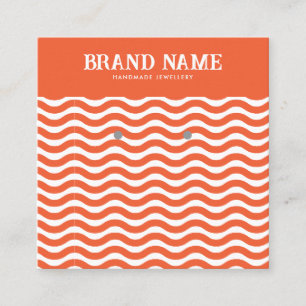 Boho Vintage orangefarbene Wellen-Ohrring-Displayk Quadratische Visitenkarte
