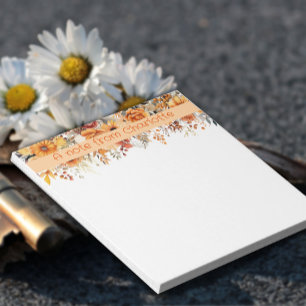 Boho-Vintage-Orangen-Wildblumen-Aquarell-Gelb Notizblock