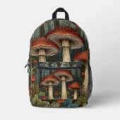 Boho Vintage Pilze Wald Bedruckter Rucksack (Vorderseite)