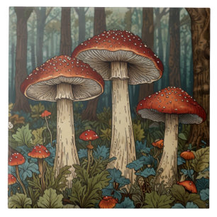 Boho-Vintage-Pilze-Wald-Forst Fliese