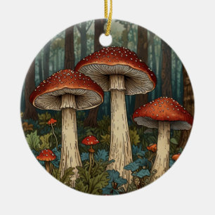 Boho-Vintage-Pilze-Wald-Forst Keramik Ornament